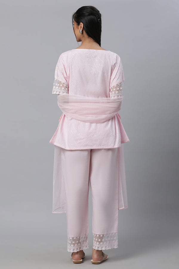 Pink Floral kurta, Pants & Dupatta