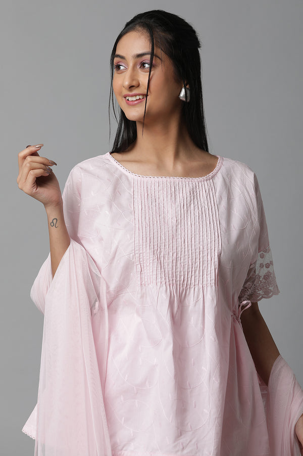 Pink Floral kurta, Pants & Dupatta