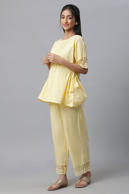 Yellow Floral kurta, Pants &amp; Dupatta