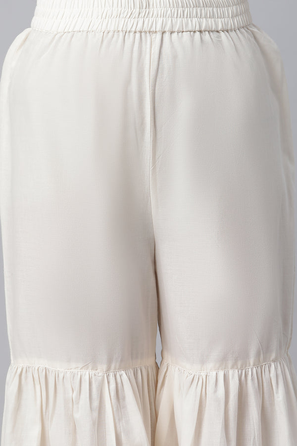 Pin Lace Detailed Short kurta, Sharara & Dupatta Set