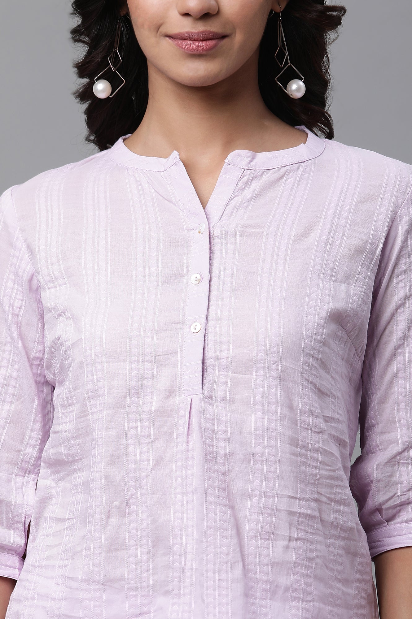 Purple Cotton Yarn-Dyed Kurti