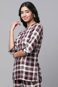 Maroon Checker Short Kurti