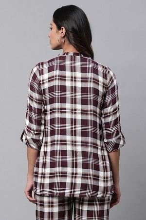 Maroon Checker Short Kurti