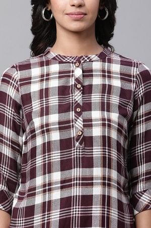 Maroon Checker Short Kurti