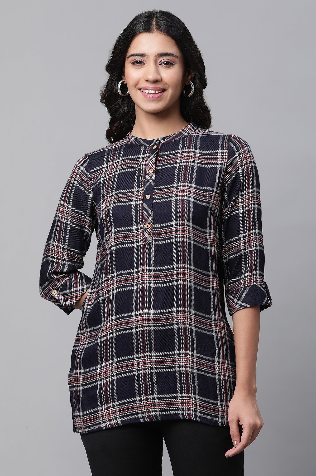 Blue Checker Short Kurti