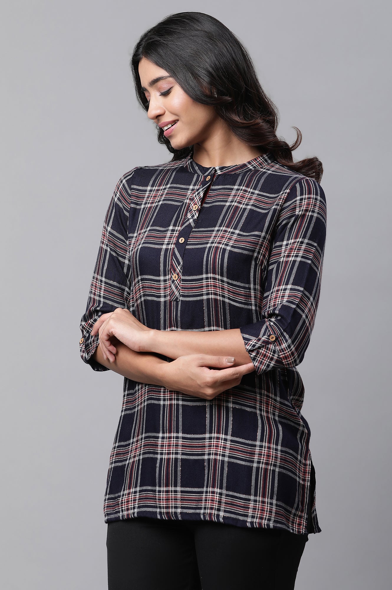 Blue Checker Short Kurti