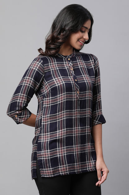 Blue Checker Short Kurti