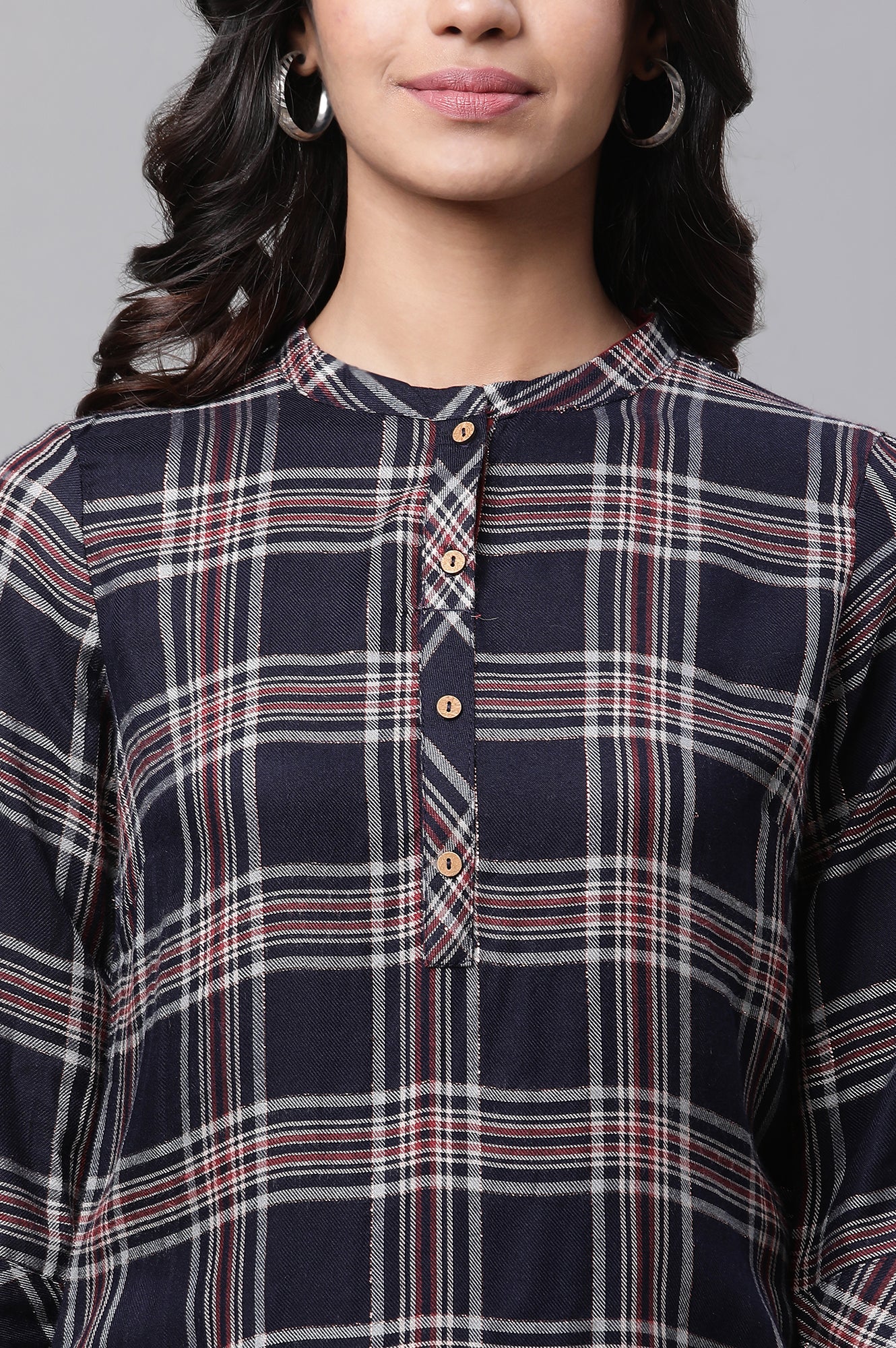 Blue Checker Short Kurti