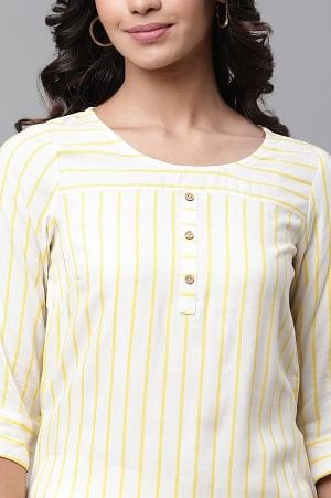 Yellow Stripe Printed Short Kurti