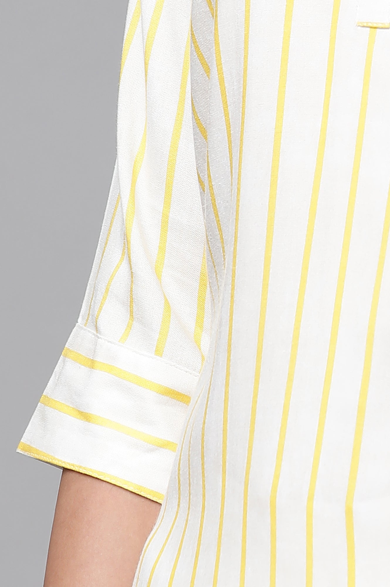 Yellow Stripe Printed Short Kurti