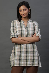 Earthy Multicoloured Stripe Cotton Kurti