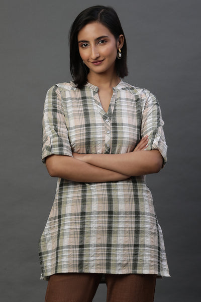 Earthy Multicoloured Stripe Cotton Kurti