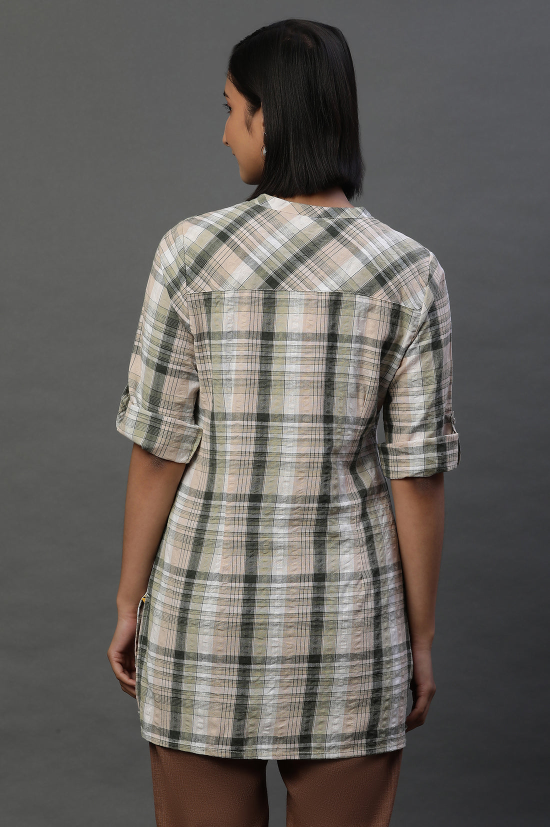 Earthy Multicoloured Stripe Cotton Kurti