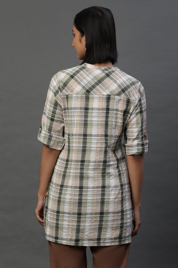Earthy Multicoloured Stripe Cotton Kurti