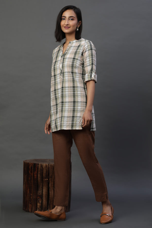 Earthy Multicoloured Stripe Cotton Kurti