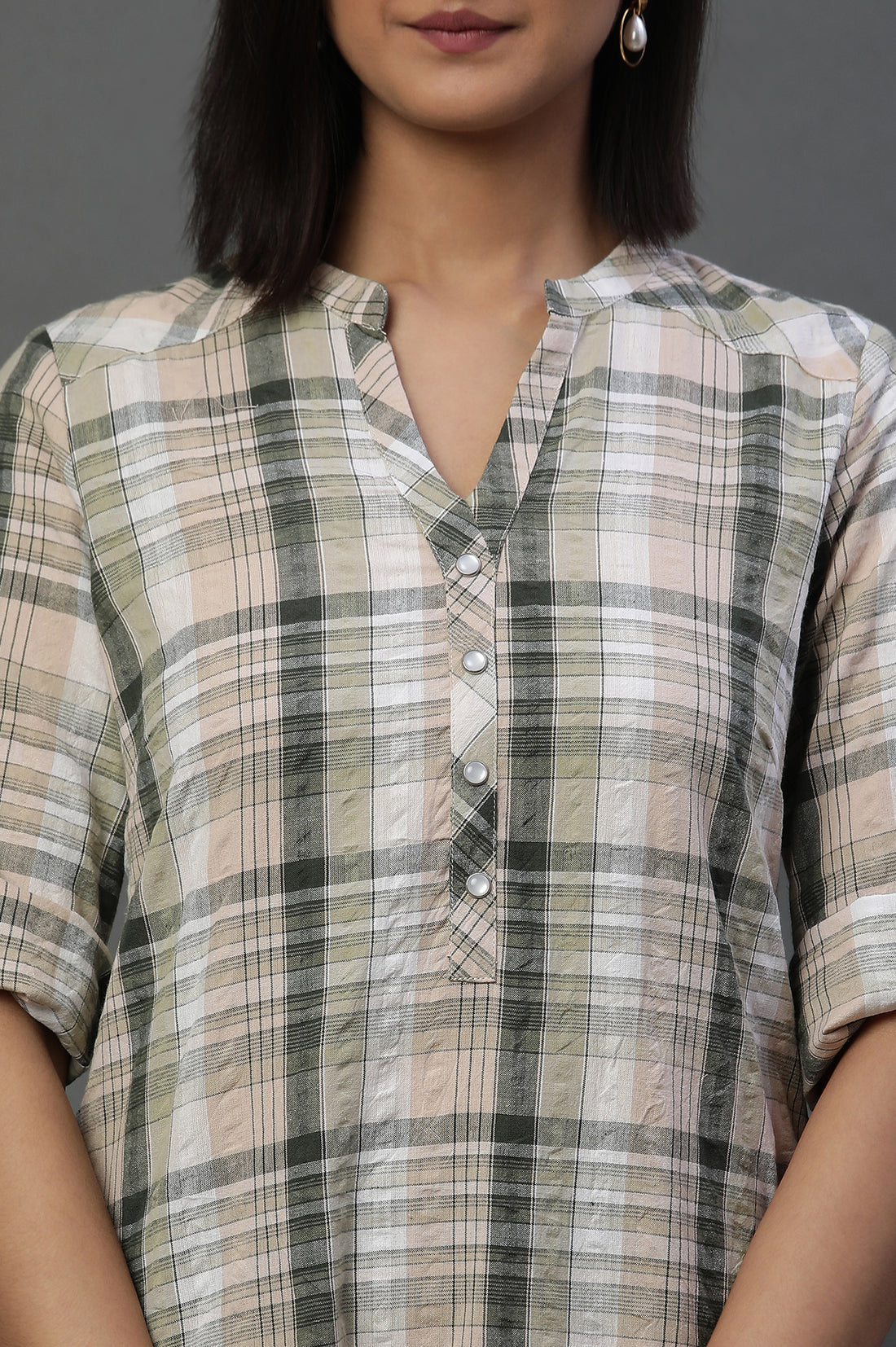 Earthy Multicoloured Stripe Cotton Kurti