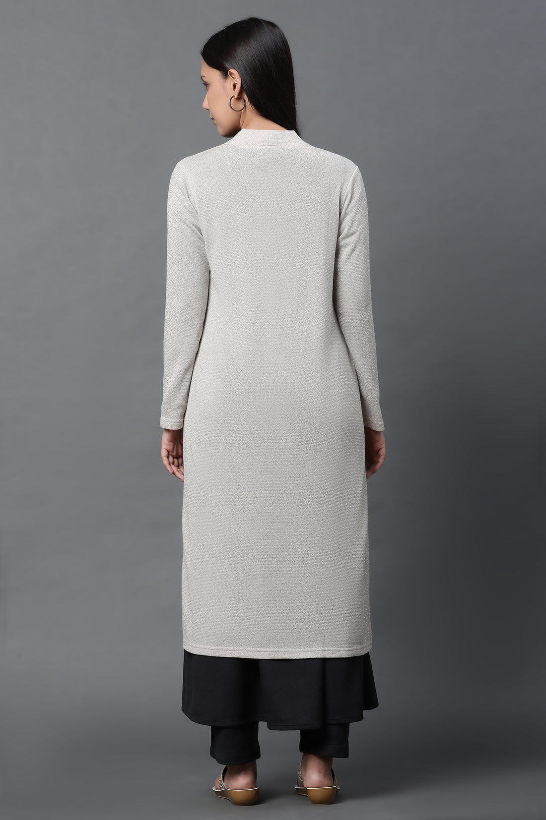 Off White Front Open Winter Gilet