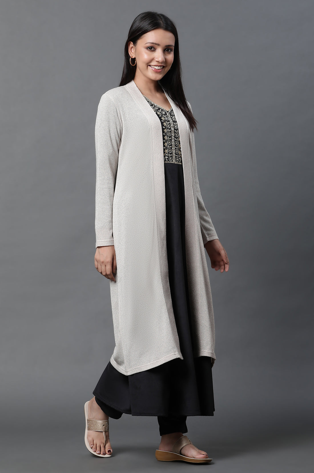 Off White Front Open Winter Gilet