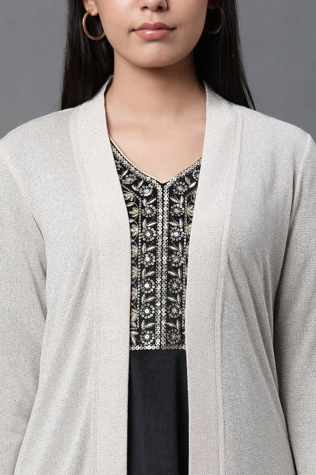 Off White Front Open Winter Gilet