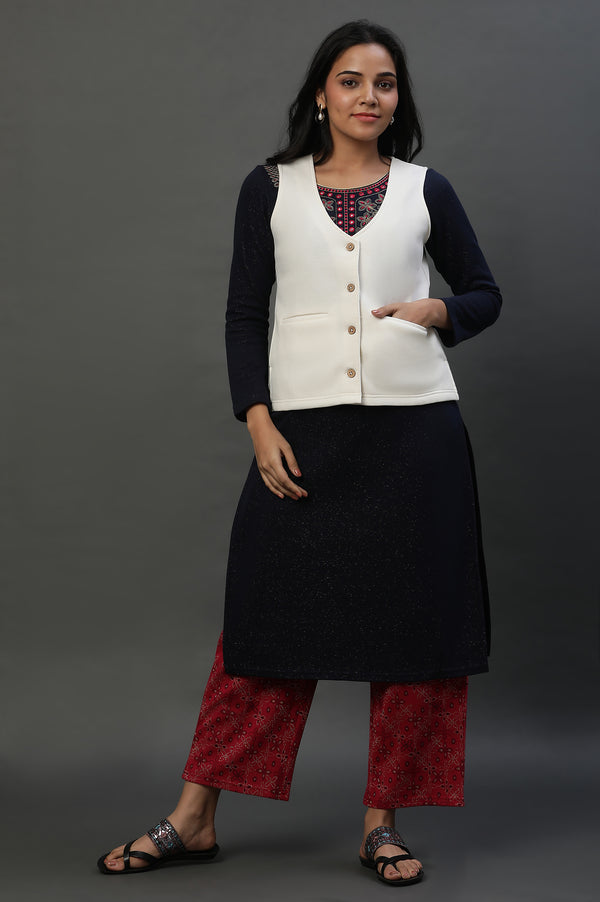 White Sleeveless Winter Waist-Coat