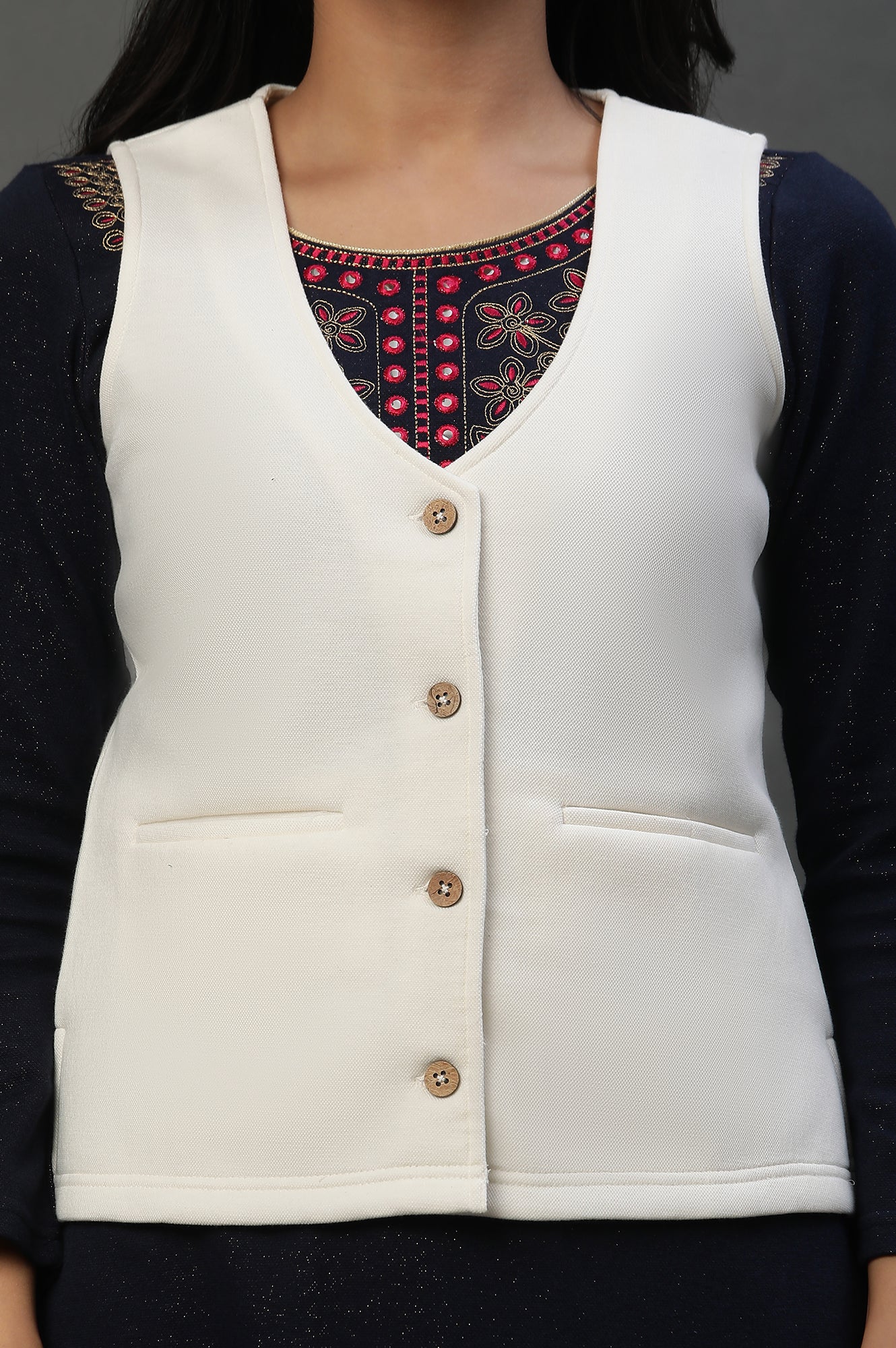 White Sleeveless Winter Waist-Coat