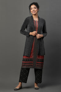 Black Shimmer Front Open Winter Gilet