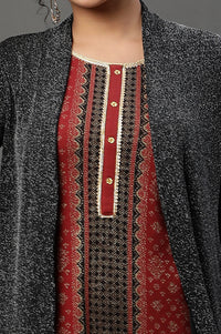 Black Shimmer Front Open Winter Gilet
