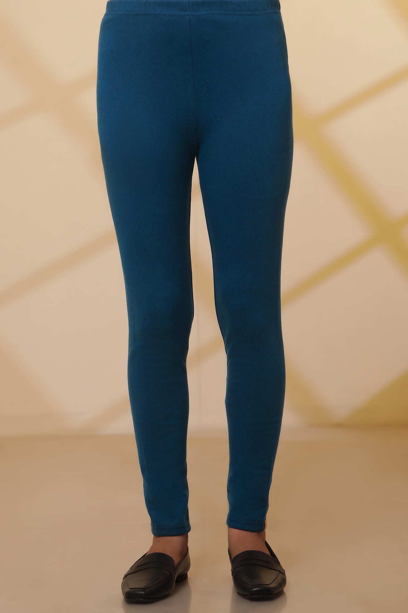 Blue Interlock Ankle Length Winter Tights