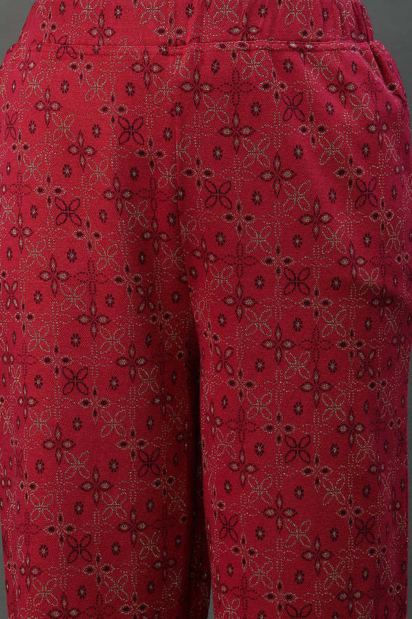 Pink Printed Winter Narrow Palazzo