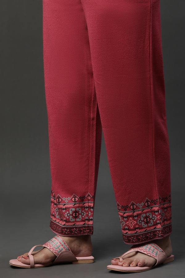 Grey Yarn Dyed Printed Winter Kurta and Pants Set