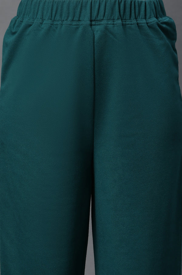 Green Floral Printed Ethnic Kurta and Palazzo Winter Set