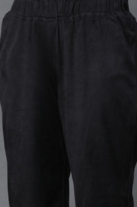 Black Zari Embroidered Velvet Kurta and Pants Set