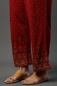 Green Floral Printed Winter Kurta and Palazzos Set