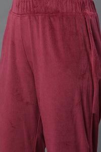 Red Zari Embroidered Winter Kurta and Pants Set