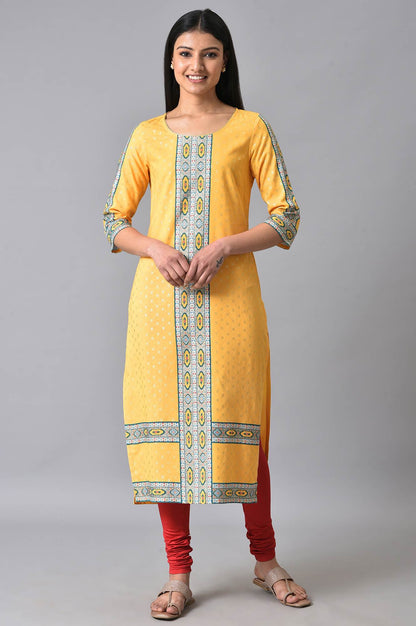 Yellow Floral Printed Ethnic kurta