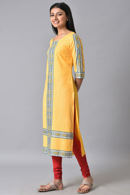 Yellow Floral Printed Ethnic kurta