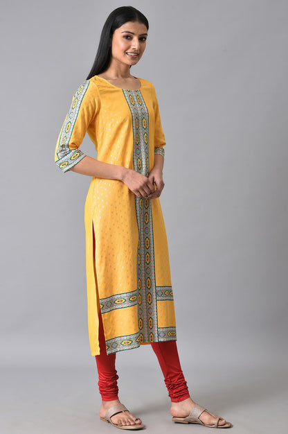 Yellow Floral Printed Ethnic kurta