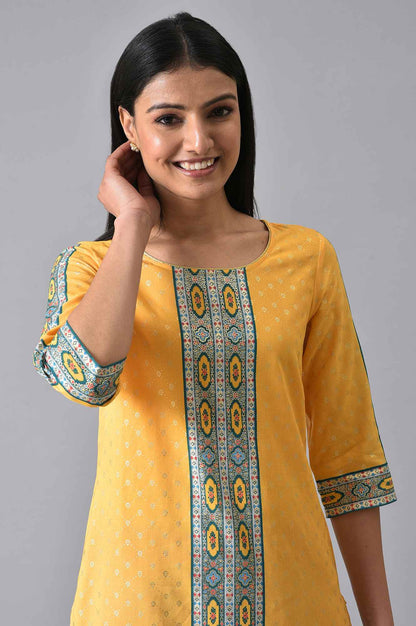 Yellow Floral Printed Ethnic kurta