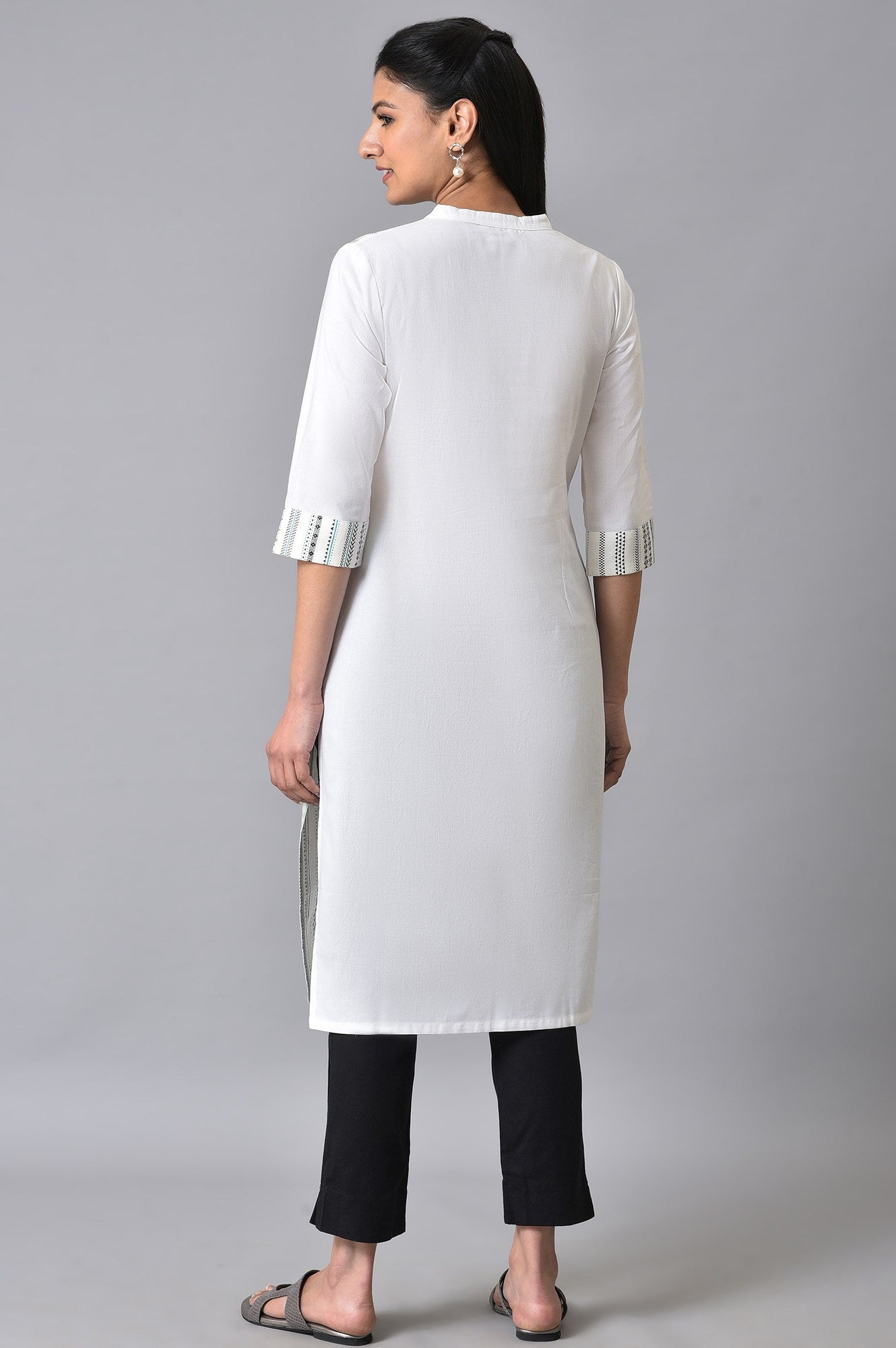 White Geometric Printed Summer kurta