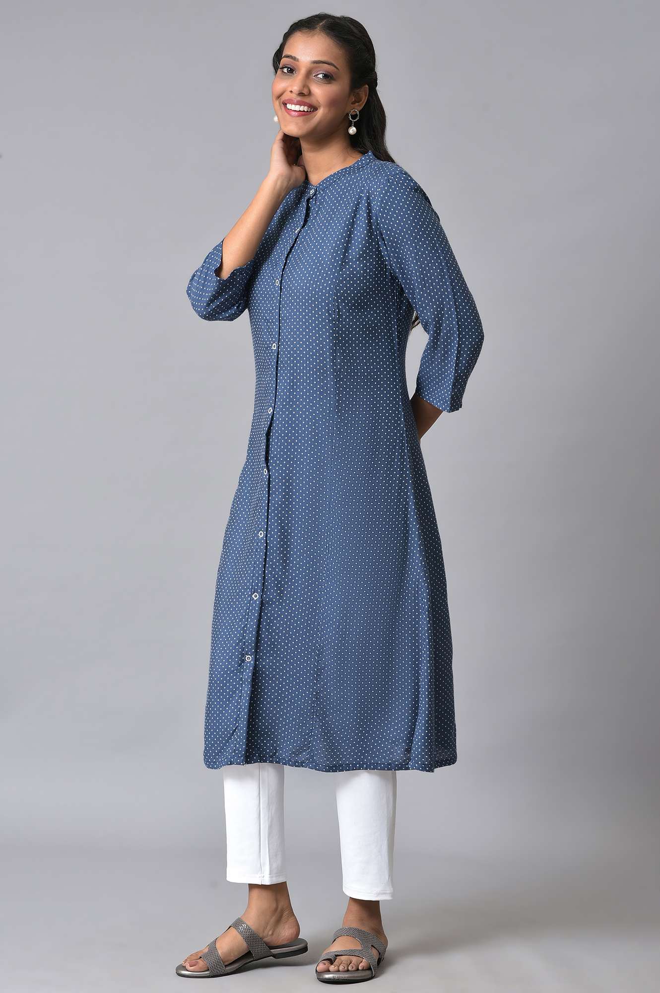 Blue Geometric Printed Summer kurta