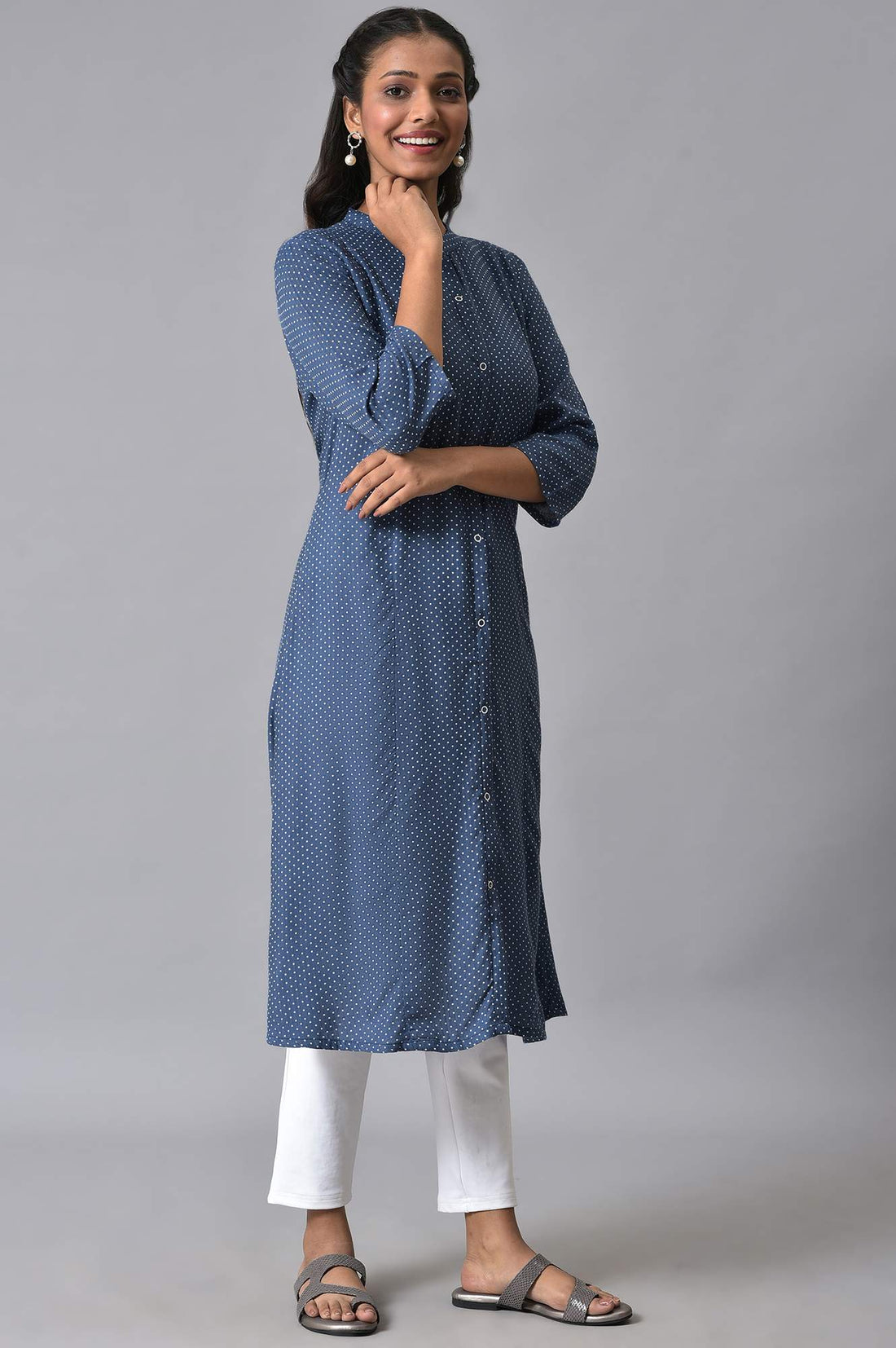 Blue Geometric Printed Summer Kurta