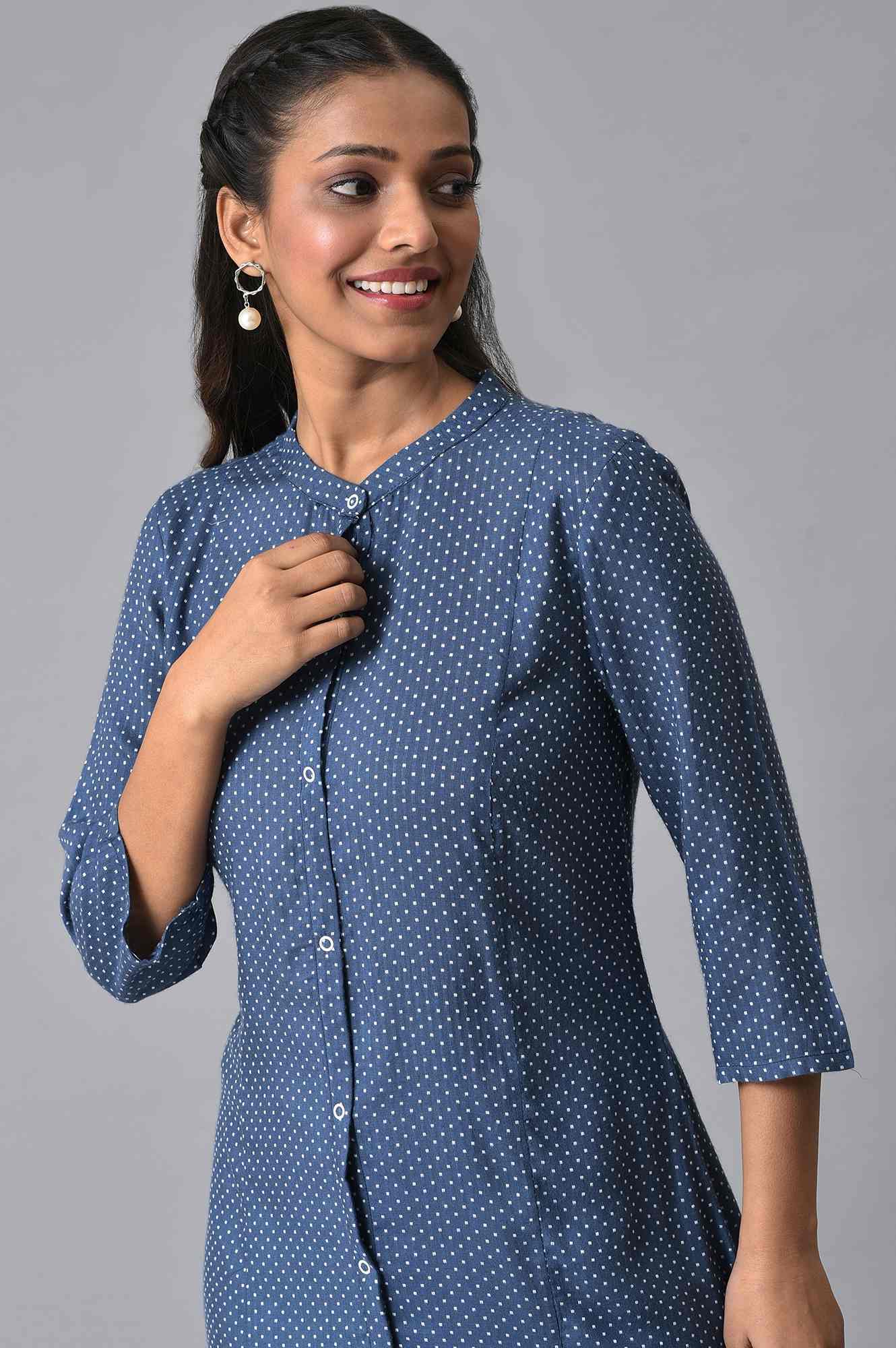 Blue Geometric Printed Summer kurta