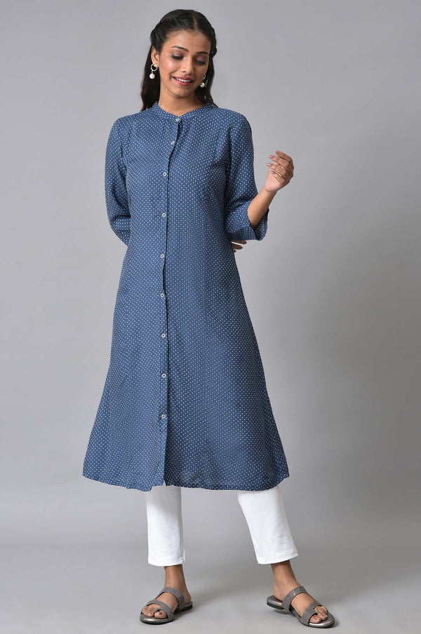 Blue Geometric Printed Summer Kurta