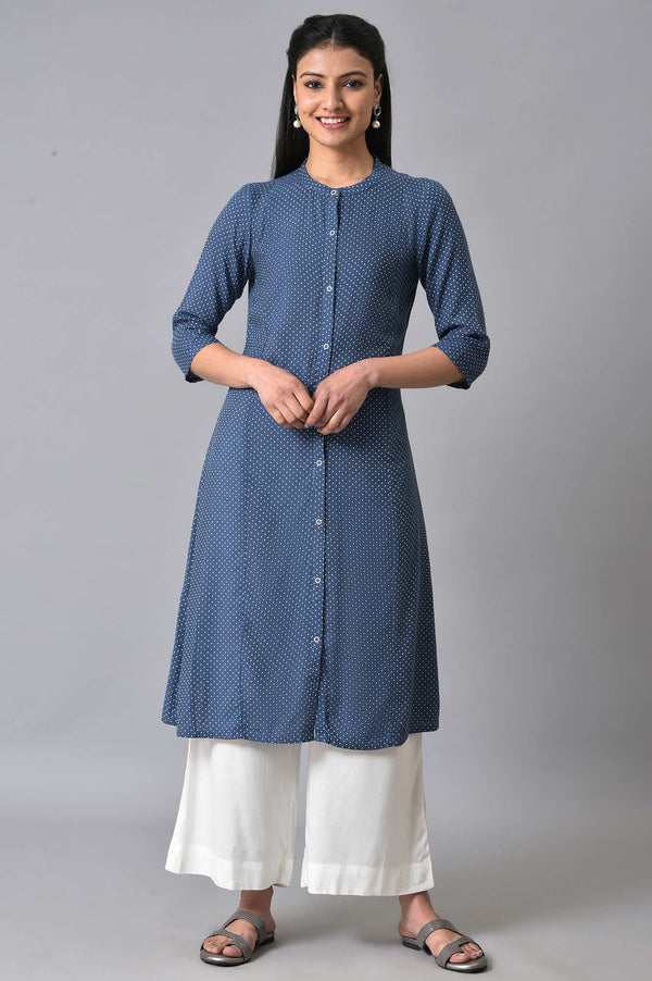 Blue Geometric Printed Summer Kurta