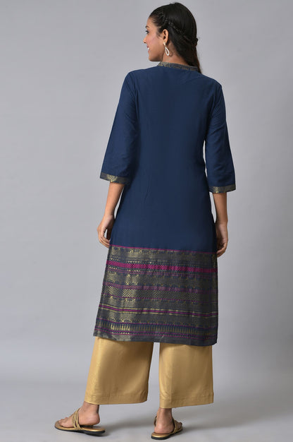 Navy Yarn-Dyed Festive Kurta