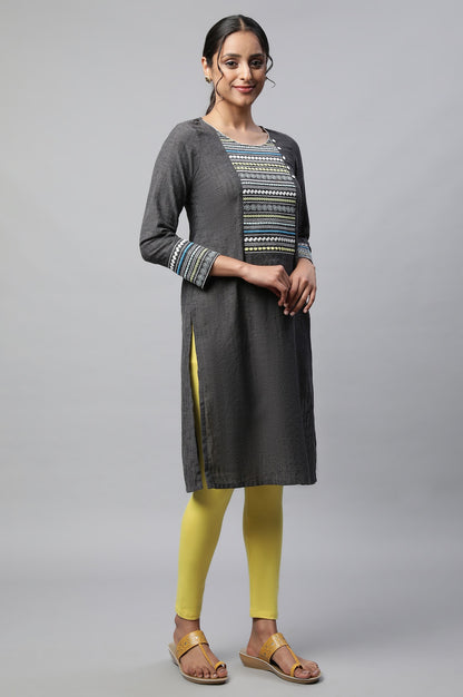 Grey Linen Seer Sucker kurta