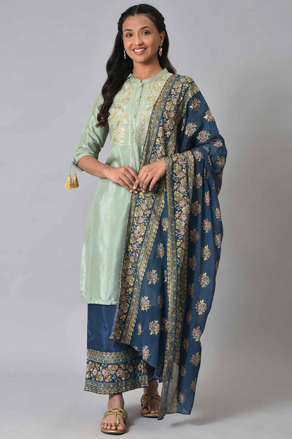 Green Zari Embroidered Festive kurta Set