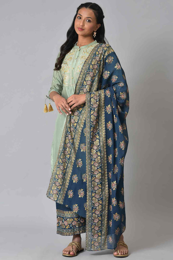 Green Zari Embroidered Festive kurta Set