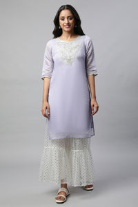 Light Purple kurta With Sharara Set