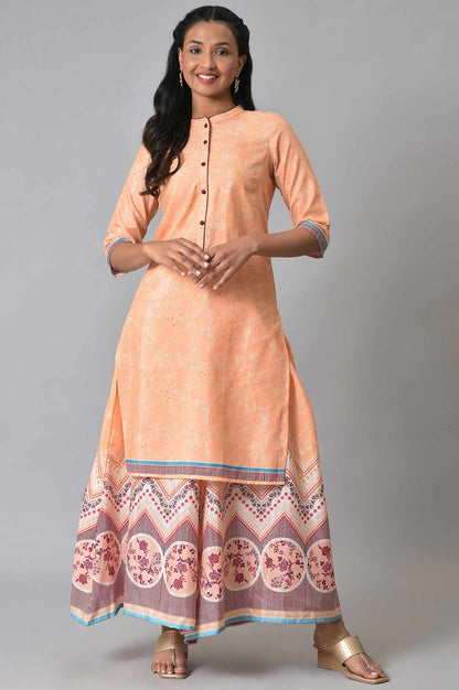 Peach Printed Summer kurta Set